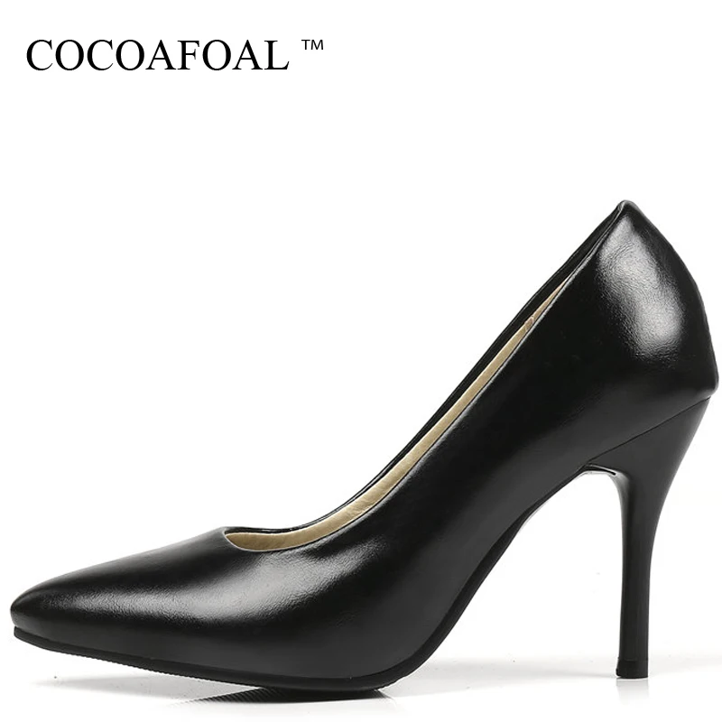 

COCOAFOAL Women High Heels Shoes Plus Size 32 33 43 Heel Shoes Woman Yellow Brown Black Party Dress Stiletto Peep Toe Pumps 2018