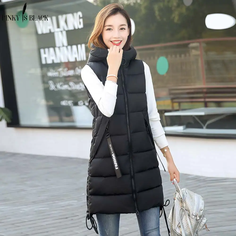 PinkyIsblack Autumn Winter Vest Women Waistcoat 2018 Female Sleeveless Vest Jacket Hooded Warm Long Vest Coat Colete Feminino PinkyIsblack Autumn Winter Vest Women Waistcoat 2018 Female Sleeveless Vest Jacket Hooded Warm Long Vest Coat Colete Feminino