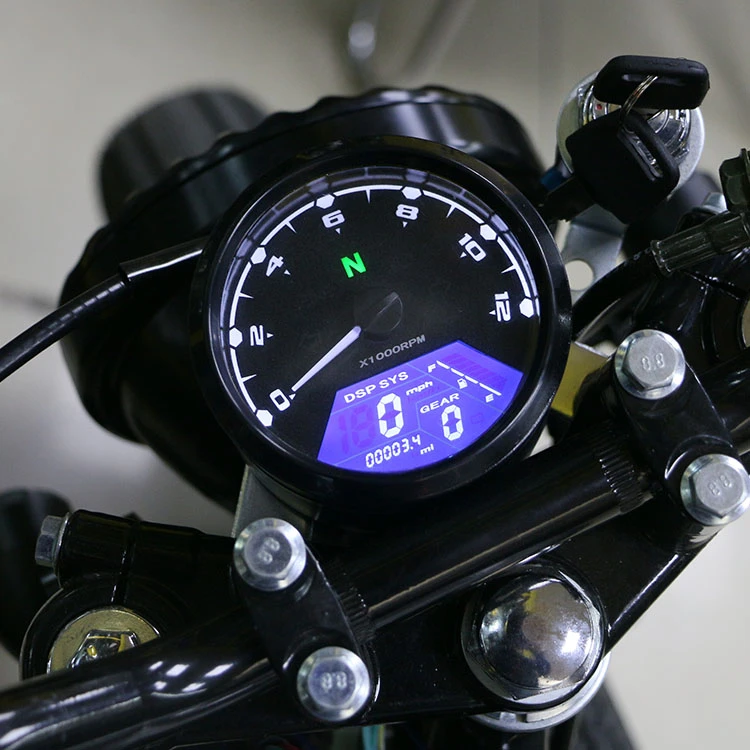 12000RPM kmh/mph Motorcycle Universal LCD Signal Speedometer Tachometer  Odometer Gauge Gear indicator Cruiser Chopper Cafe Racer|Instruments| -  AliExpress