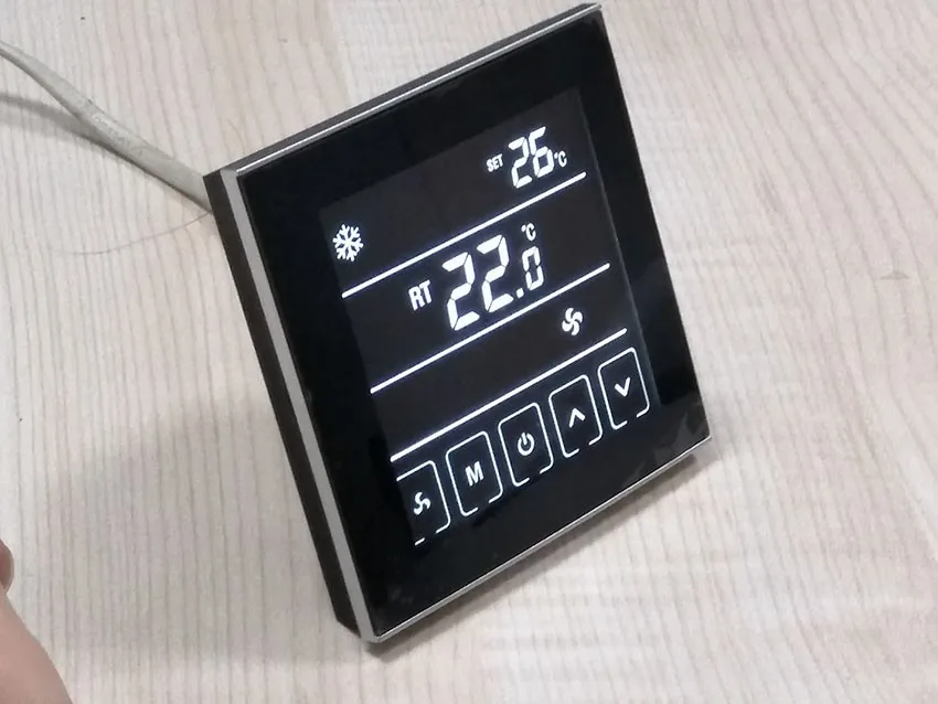 Черный ЖК-термостат для центрального кондиционера с вентиляторной катушкой 2 трубная система охлаждения обогрева комнатный регулятор температуры
