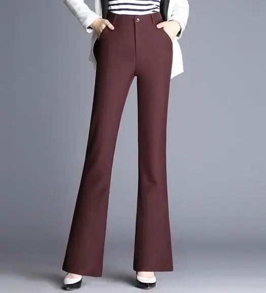 

Flare pants for women plus size high waist full length plus size 6 solid colour red green black blue casual trousers fzp0707