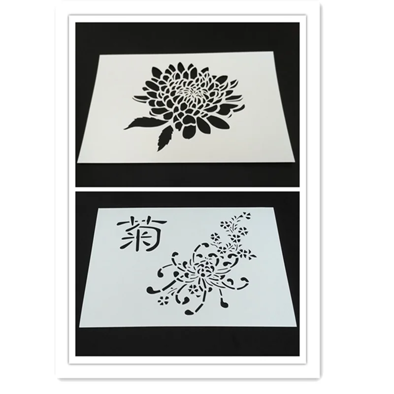 

Chrysanthemum Stencils for Chalk paint,Acrylic Painting,Scrapbook, for diy decor, Craft Projects, set of 2pcs