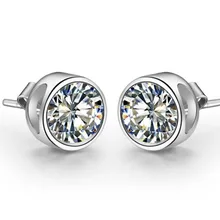 0.5Ct/шт Круглые Женские однотонные серьги-гвоздики 14 к белое золото лучшие обручальные ювелирные изделия для свадьбы юбилей Вечерние