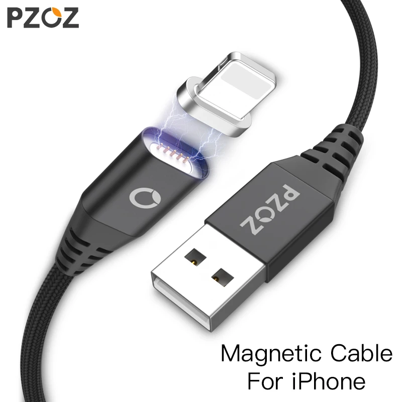 

PZOZ Magnetic Cable Fast Charging data Phone LED USB Cables Charger For iphone Xs Max Xr X 8 7 6 plus 6s 5 5s se ipad mini cord