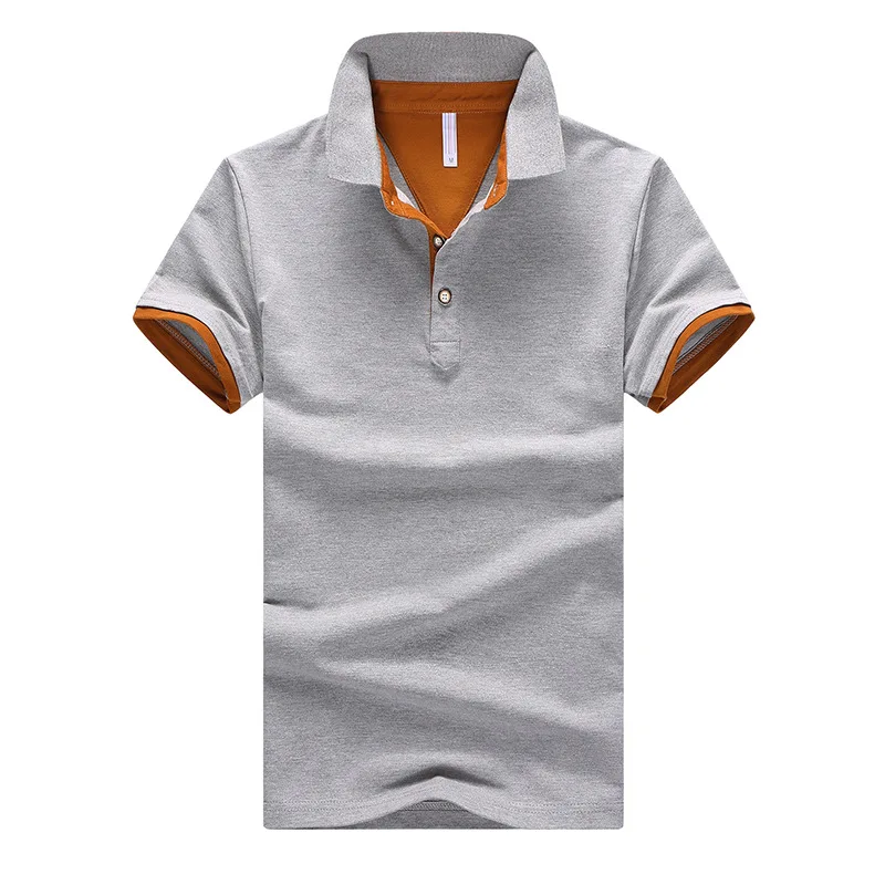 FGKKS, мужская рубашка s Polo, брендовая, топ,, весна-лето, мужская, короткий рукав, облегающая, одноцветная, футболка, топ, Мужская рубашка поло, 10 цветов - Цвет: Gray orange