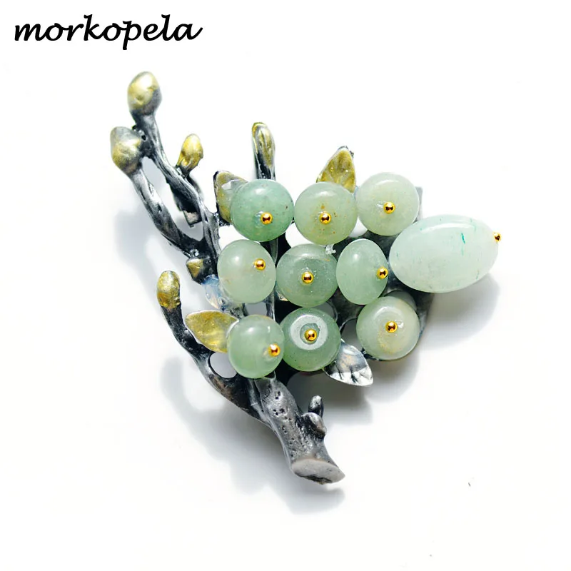 

Morkopela Natural Stone Flower Brooch Jewelry Large Brooches Metal Banquet Clothes Pins And Brooches Scarf Clip