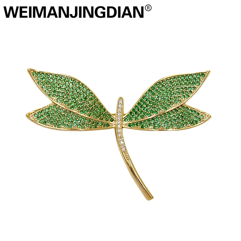 WEIMANJINGDIAN розовый/синий/зеленый кубический цирконий CZ Кристалл паве стрекоза