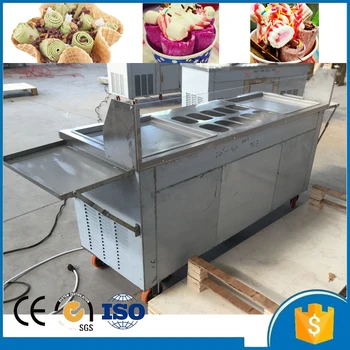 

220v 50hz 60hz double pan fried ice cream machine 110v 60hz frying ice cream machine 3 compressor ice roll machine
