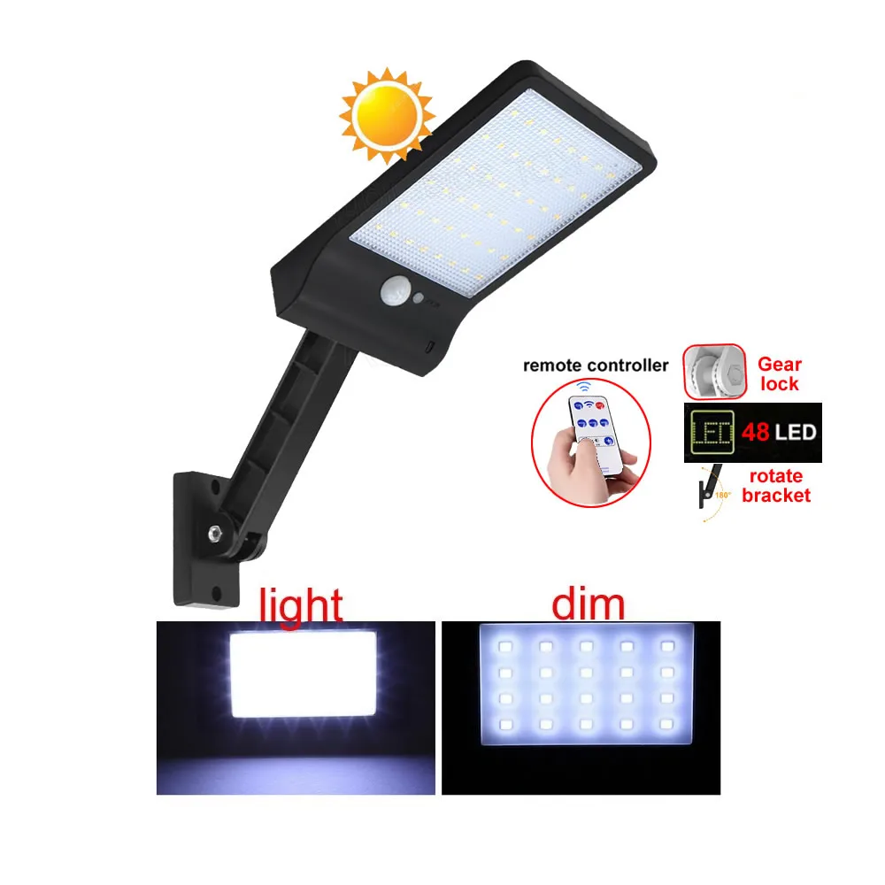 

48 leds Solar Light Portable Energy Lamp Camp Tent Night Fishg Light remote controller street wall lamp spot spotlight floodlig