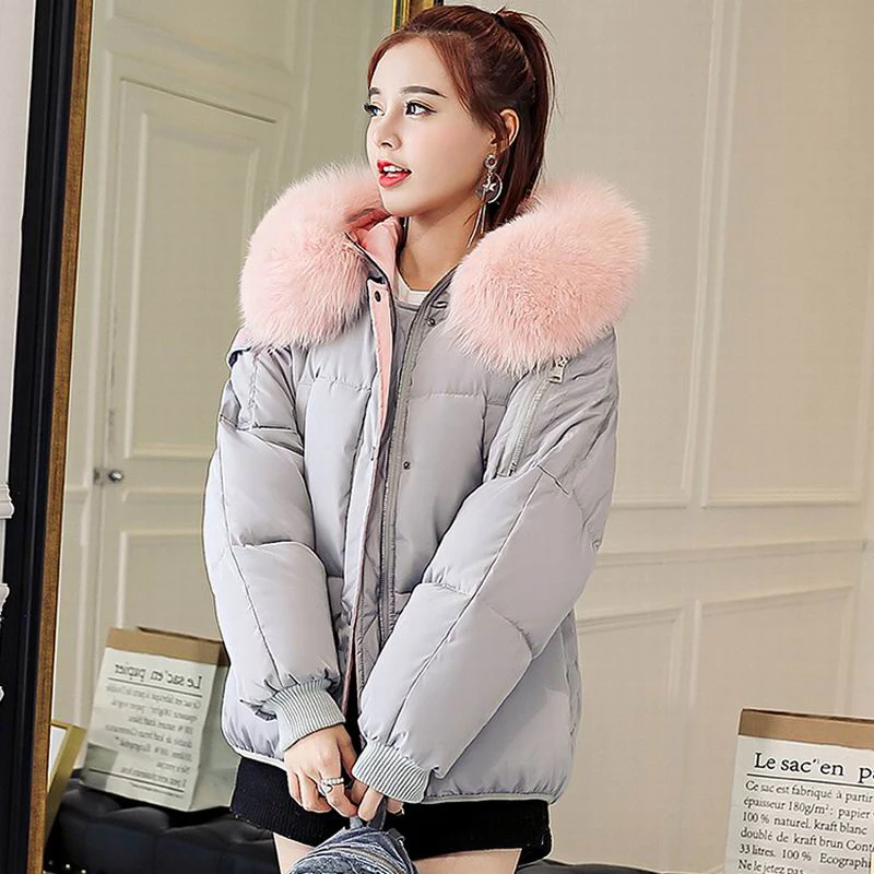 Fourrure Parka gris Vers Slim Dames army Court Manteau Grand Coton rouge noir Noir Bas Épaissie Couture Femmes Green Parkas D'hiver Beige De Col Style Faux Hiver Le Pain 0CAStqwC