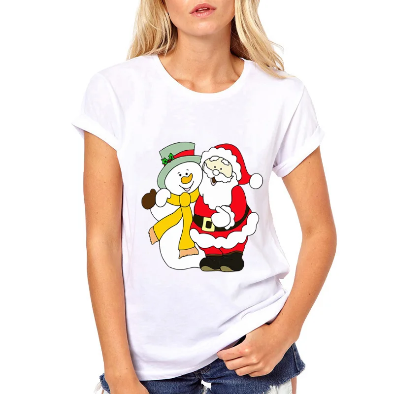 Летняя футболка женская с Санта Клаусом Рождественская уличная camisetas Hombre