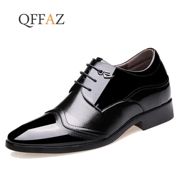 

QFFAZ Men Business Dress Leather Shoes Italian Slip On Fashion Moccasin Glitter Formal Male Oxfords Shoes Pointed Toe Shoes