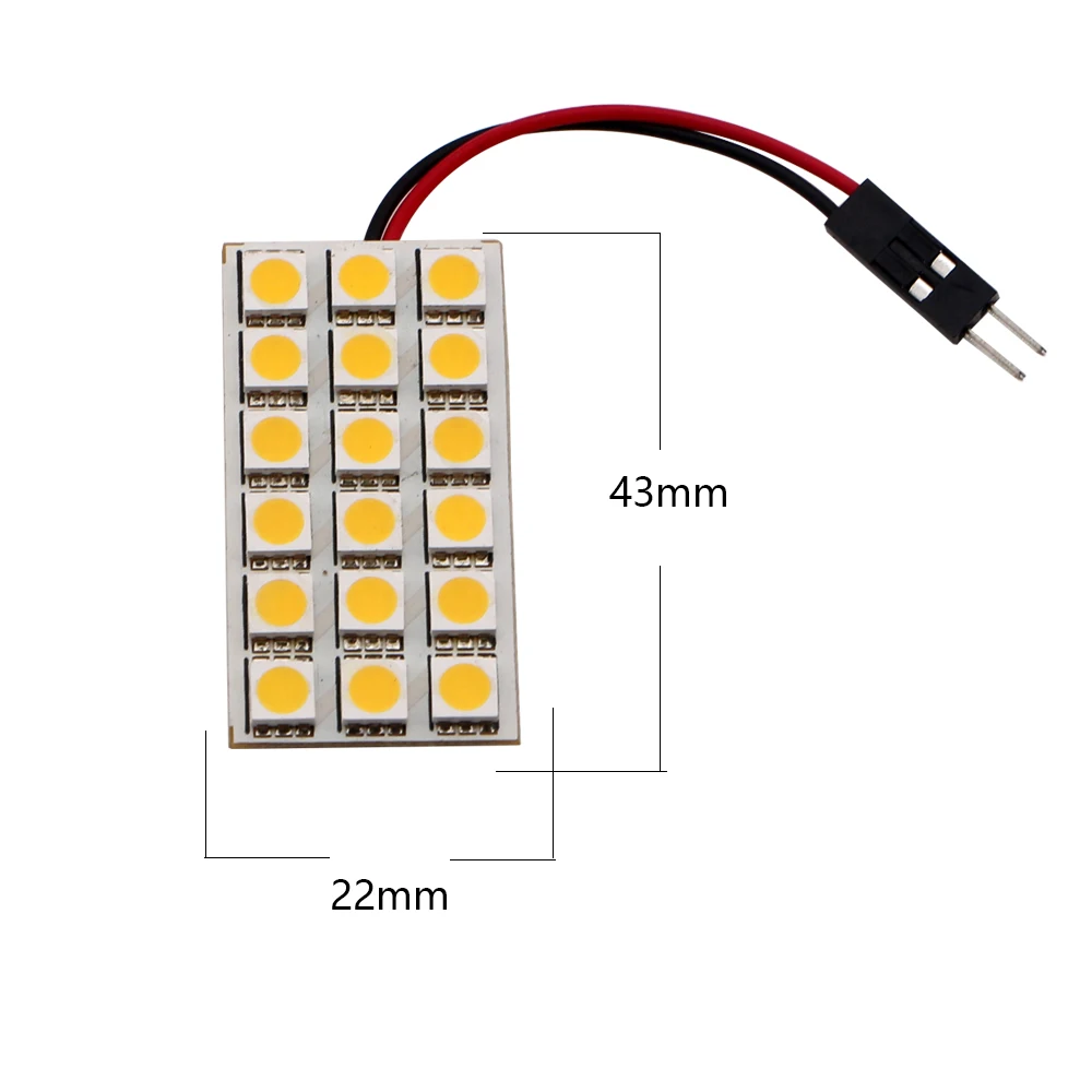 100 шт. панелей 18 SMD 5050 3-чипы светодиодный Автомобильный свет гирлянда купол лампа T10+ фестон-адаптер 12 V Теплый белого и синего цвета авто светодиодный