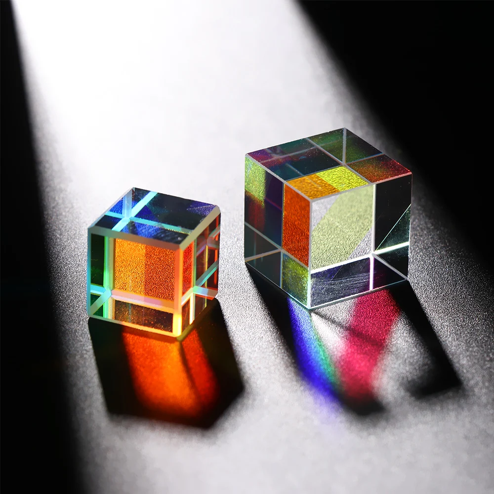

1Pcs Transparent Module Optical Glass Class Toy Cube Prism Defective Cross Dichroic Mirror Combiner Splitter Decor