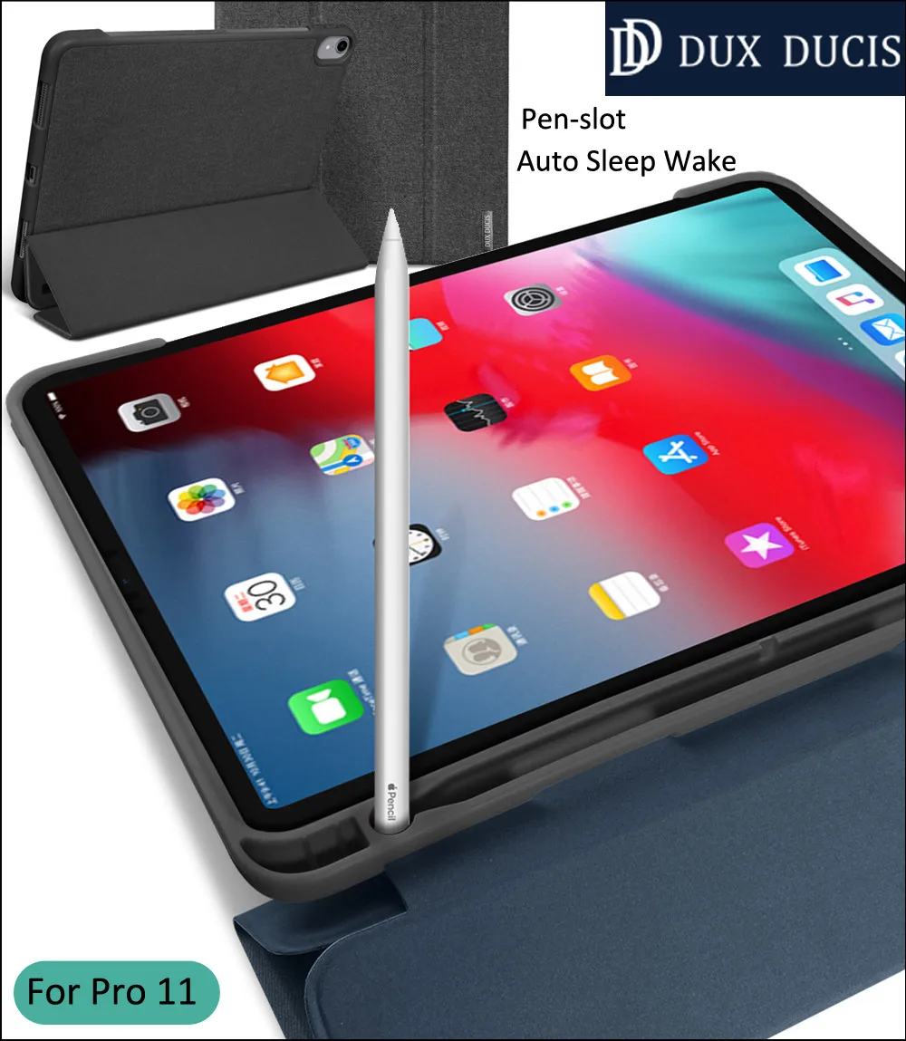 

Auto Sleep Wake Smart Leather Flip Case Cover For iPad Pro 11 Pen-slot Kickstand Stand holder Pencil groove