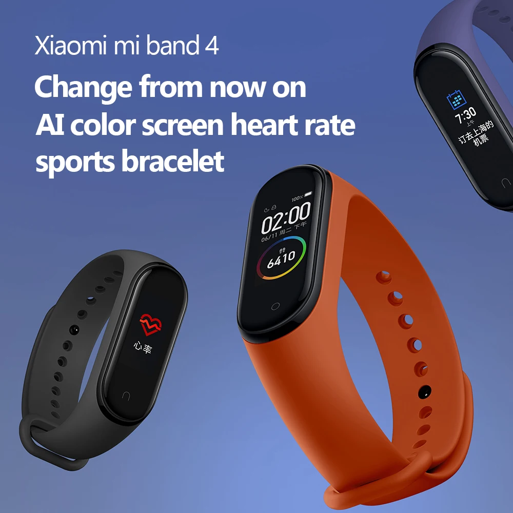 In Stock Xiaomi Mi Band 4 Smart Wristband Fitness Heart Rate Bracelet Music AI bracelet Bluetooth 5.0 AMOLED Color Touch Screen