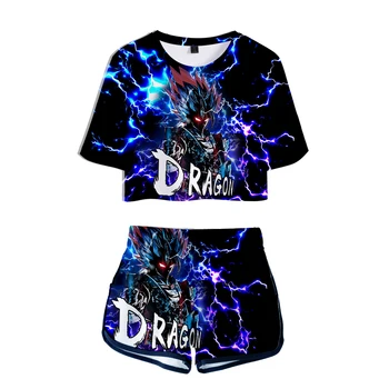 

DRAGON BALL 3D Summer Pop Shorts And T-shirts print Fashion Women Two Piece Sets Cool Print Crop Top Clothes