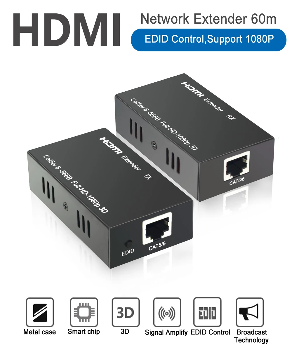 196ft HDMI удлинитель Aikexin 60 м Extensor hdmi-удлинитель Протокола по Lan кабель cat5e/6 Поддержка 3D 1080 p с передатчиком+ приемник