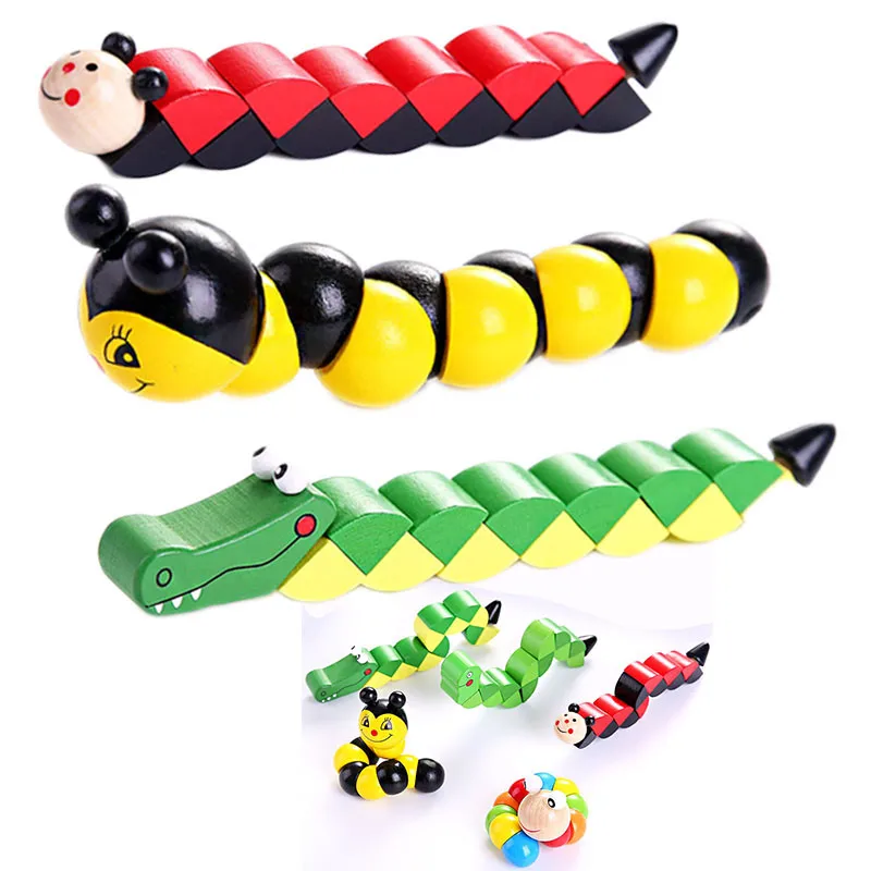 Colorful Wooden Worm Puzzles Kids Learning Educational Didactic Baby Development Toys Fingers Game For Children Montessori Gift 3