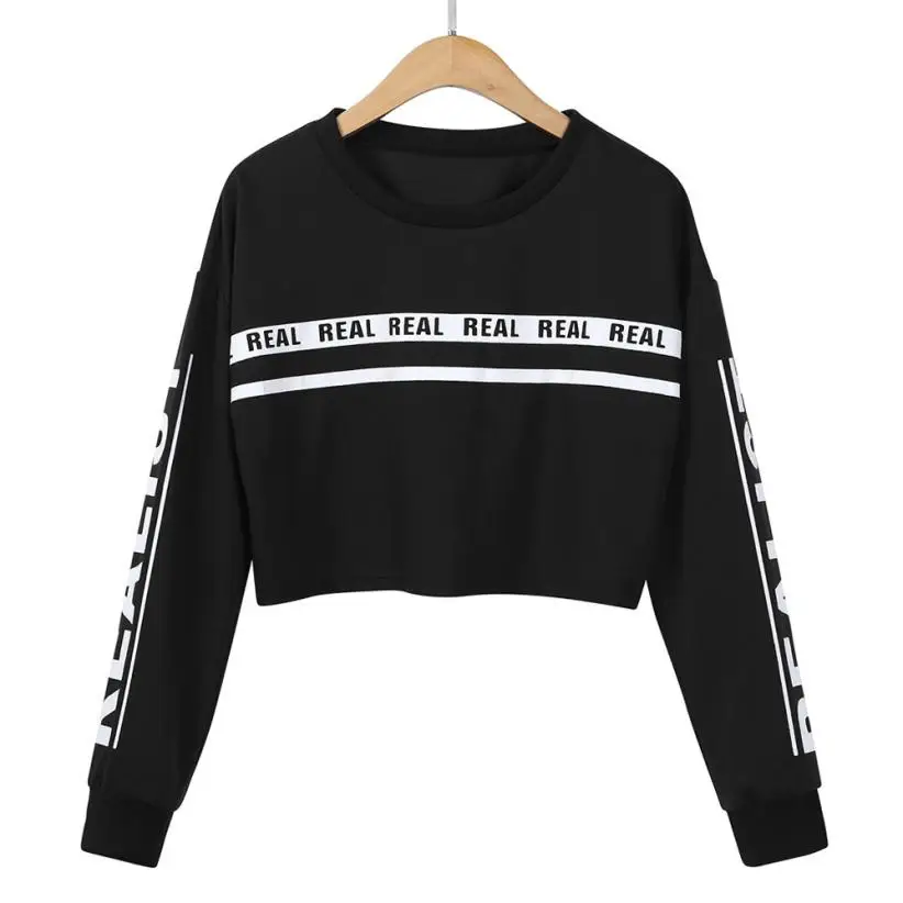 

Women's Fashion Sweatshirt Womens White Letter Print Crop Sweatshirt Top dropshipping augu11