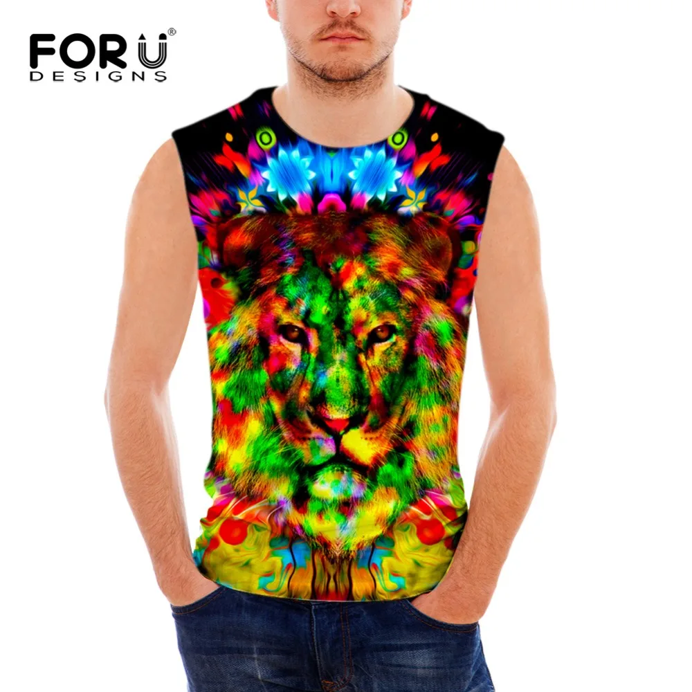 FORUDESIGNS/мужская летняя майка с бретелями, мужская повседневная одежда, хлопок, спандекс, тонкий, супер крутой дизайн, с круглым вырезом, без рукавов, жилет, мужские топы