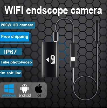 

MOUNTAINONE 2MP 1M WIFI IP67 Mini Android USB Endoscope Inspection Camera 6 LED 8mm Lens Mini Borescope Snake Tube Camera