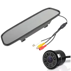 4,3 дюймов TFT ЖК-дисплей 2 VA input зеркало автомобиля монитор с 8 светодиодный Водонепроницаемый CCD ночного видения камера заднего вида