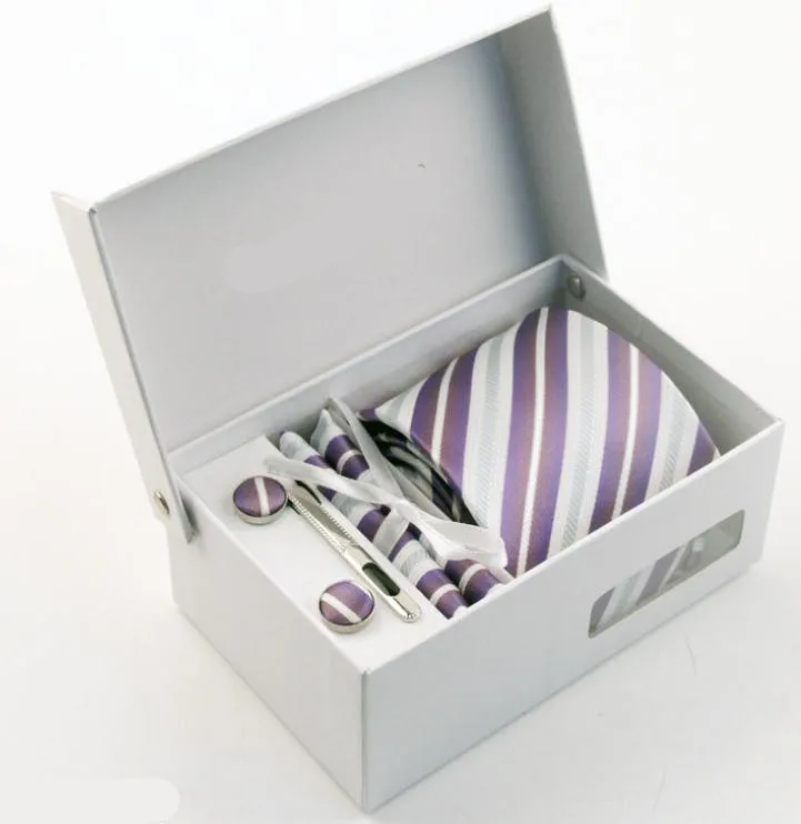 Подарочная упаковка набор галстуков включает зажим для галстука и носовой платок запонки мужские для формальных и деловых встреч и торжеств галстук для жениха