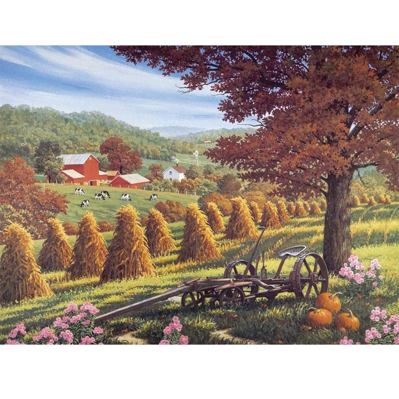 

Pastoral Cow Scenery 5D Diamond Painting Embroidery Full Square Drill Full Round Mosaic Beautiful Scenery Home Decoration Sale