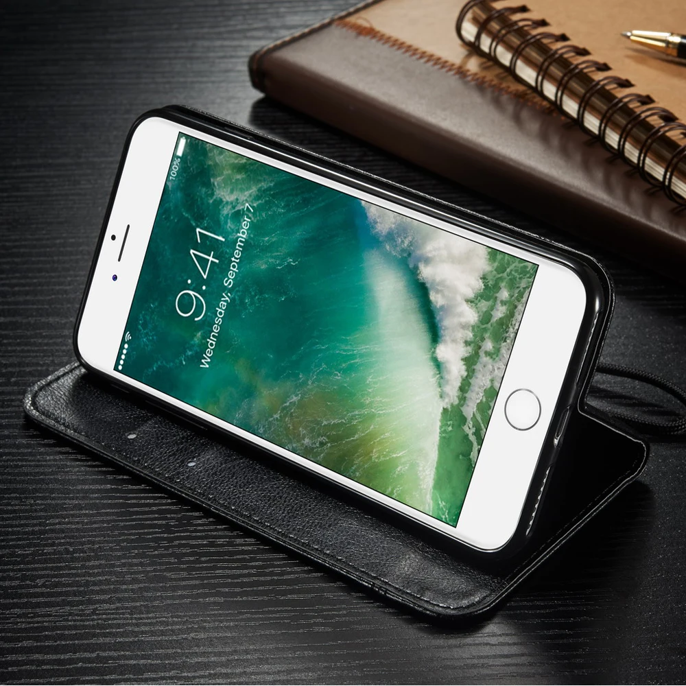 Кожаный флип чехол на магните для iPhone 6 s plus Ретро Чехол кошелек с отделением карт