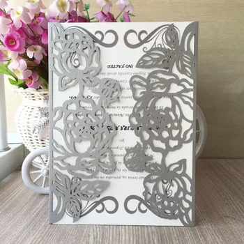 

Silver Invitations Card Table Name Place Cards Laser Cut Wedding Party 50pcs/Lot Favor Decor Wedding Decoration china Supplies