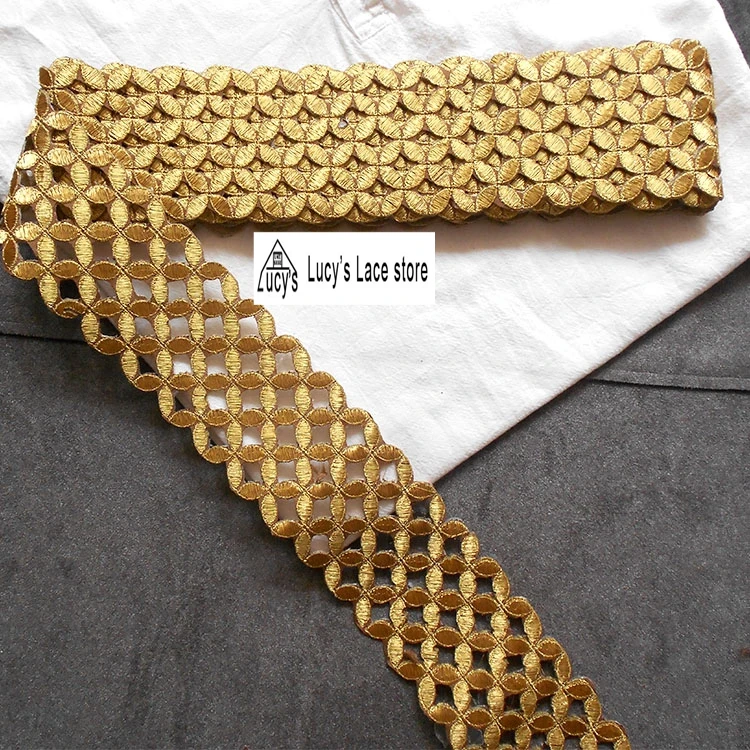 7 см 4 ярдов за штуку Золотое кружево обрезка Серебряная кружевная лента железная хорошее качество для шитья одежды