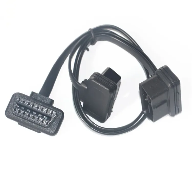 Квартира+ тонкий как лапша OBDII OBD 2 OBD2 16 Булавки ELM327 Мужской Двойной Женский Y Splitter локоть расширение соединительный кабель