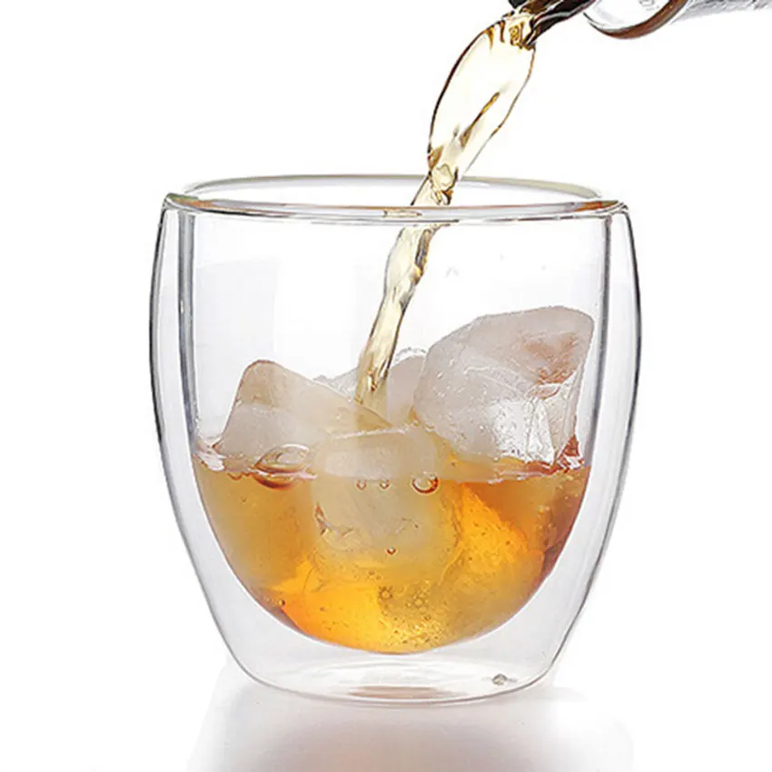 80ml Double Glass Coffee cup Wall Clear Handmade Heat Resistant Mini