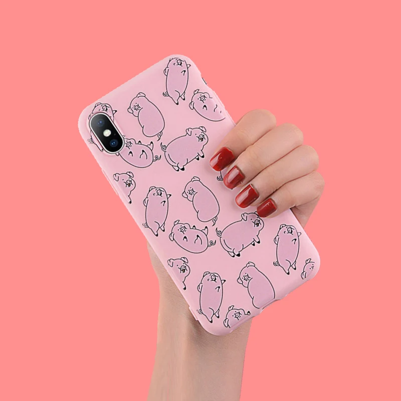 Patterned Phone Case For iPhone XS Max XR 7 8 6 6s Plus Cartoon Cute Pig Animal For iPhone 5 5s SE Soft TPU Silicone Back Cover (3)