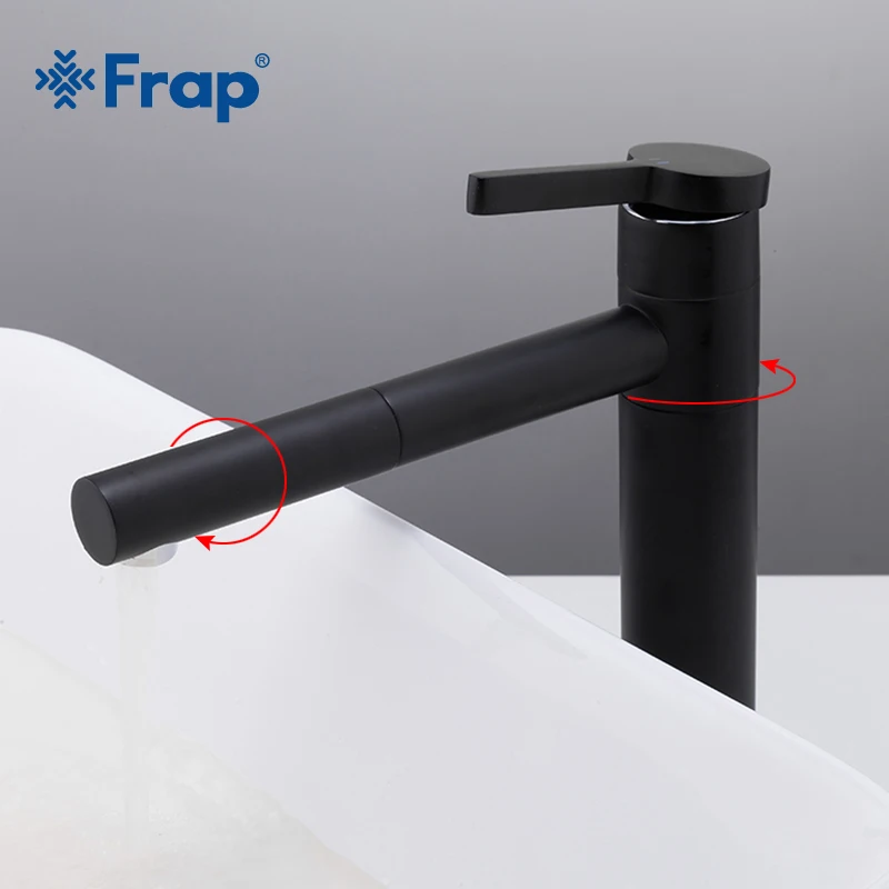 Cena Frap New Arrival wysoka czarna malowanie natryskowe krany do umywalek bateria do łazienki żuraw Torneira z aeratorem 360 bezpłatne obracanie Y10121