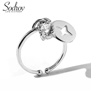 

Sodrov Rings Jewelry Elegant Wedding For Women Zircon Silver Bands Fine Vintage Prong Setting Star