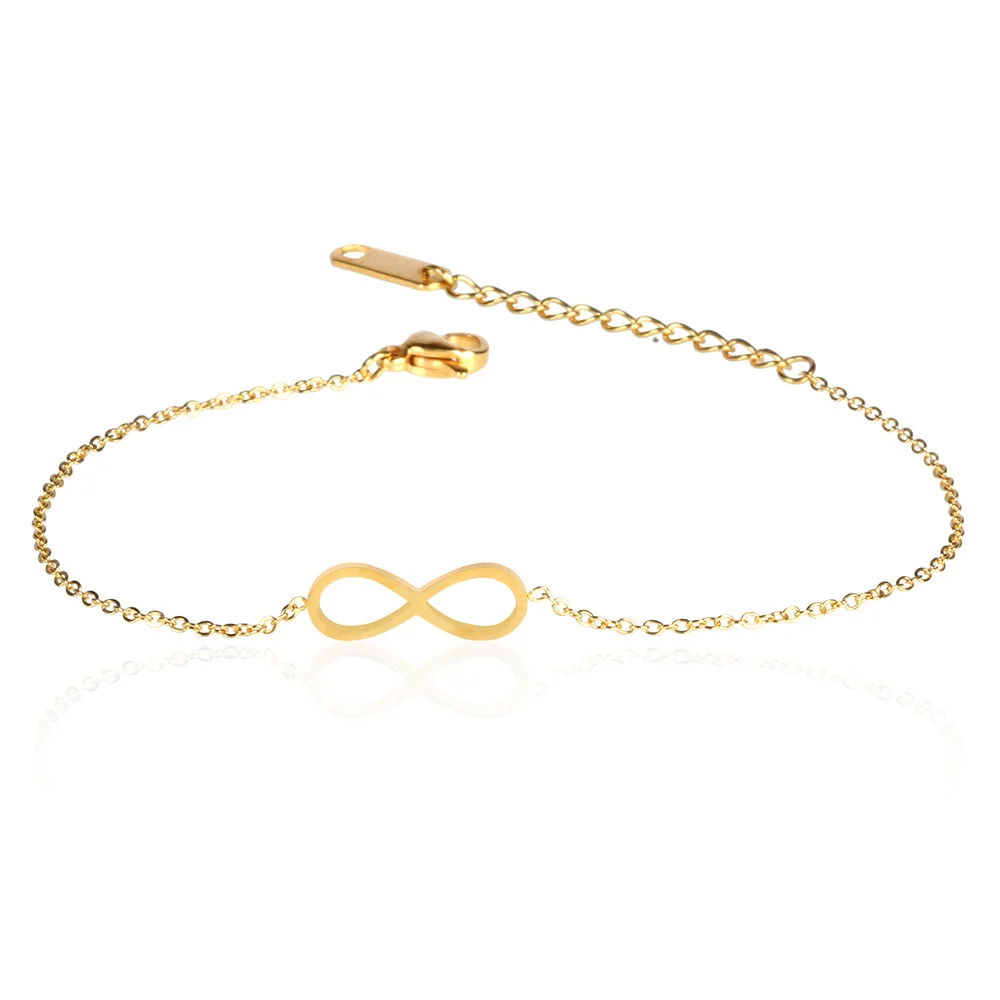 SHE WEIER нержавеющая сталь браслет талисманы звено цепи Бесконечность Браслеты для женщин Женский обувь девочек крест подарки - Окраска металла: Infinity Golden
