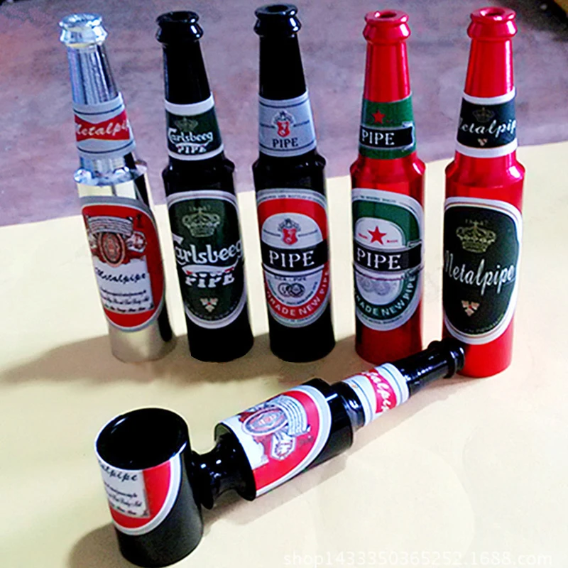 Small Mini Beer Bottle Metal Pipe Many Colors Creative Cheap Smoking Pipes Best Gift For Smoker