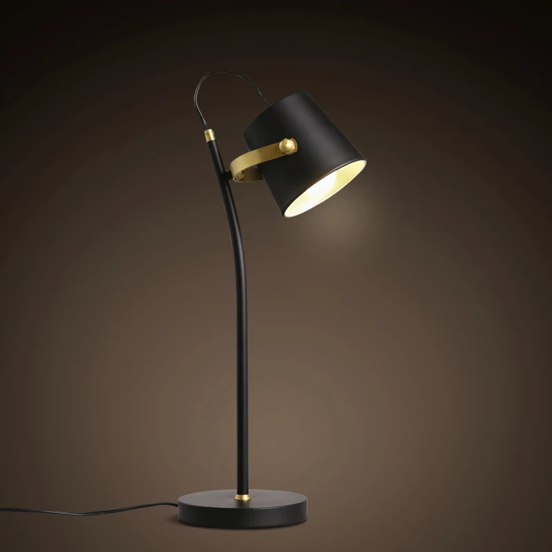 

Modern minimalist Scandinavian iron desk office LED black lampshade learning study adjustable bracket lamp free shipping