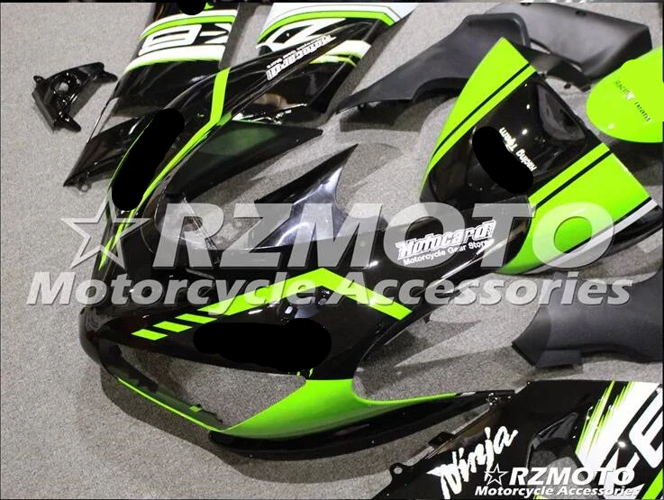 Мотоциклетный обтекатель abs комплект для Kawasaki Ninja ZX6R 636 2005 2006 корпусные детали плесень черный зеленый ACEKITS Магазин № 0052