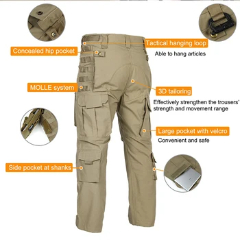 FREE SOLDIER outdoor sports tactical military men's pant four seasons multi-pocket YKK zipper for camping riding hiking trousers 4