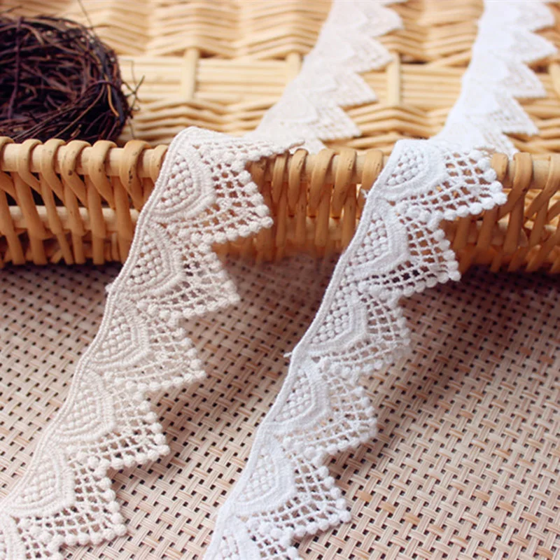15Yards Width 3.8cm White Color Lace Trim Water Soluble Embroidery