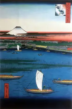 

Japanese Landscape Wall Painting on Canvas Mitsumata Wakarenofuchi, No. 57 from One Hundred Famous Views of Edo by Hiroshige