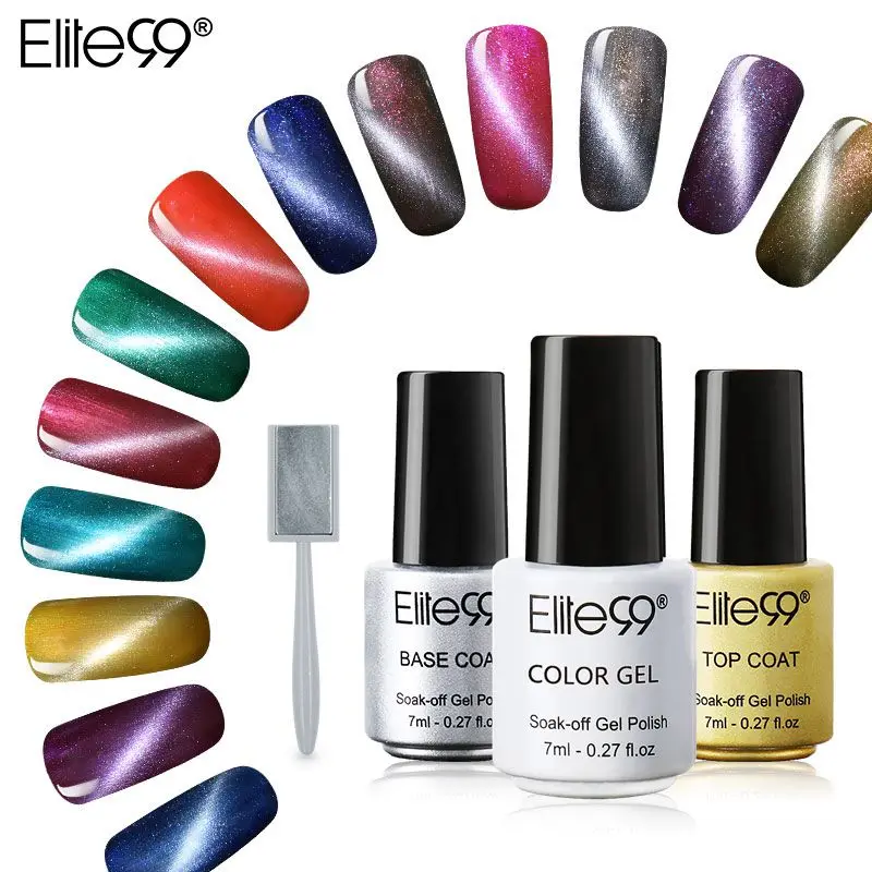 Elite99 кошачий глаз Gelpolish выдерживает с отличительные знаки ногтей маникюр искусство длительный гель лак с наклейкой выбрать цвет 1 с 1 магнит