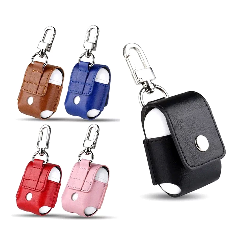 for Airpods Case Portable PU Leather Cover Case Protective Carry Bag Anti Lost Storage Pouch Bag for Apple Airpods (1)
