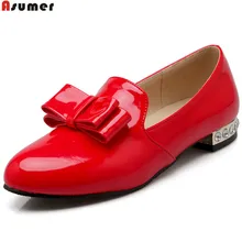 ASUMER/черные, красные, Желтые Модные демисезонные туфли на плоской подошве женские повседневные туфли на плоской подошве с круглым носком Большие размеры 34-43