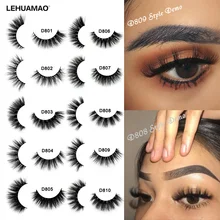LEHUAMAO Mink Eyelashes 3D Mink Lashes Thick HandMade Full Strip Lashes Cruelty Free Mink Lashes Reusable False Eyelashes Makeup