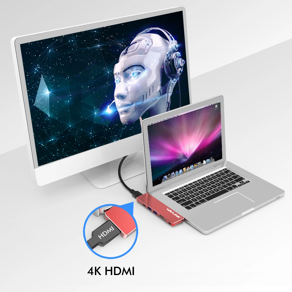 Wavlink USB C концентратор для 4K HDMI адаптер 40 Гбит/с двойной порт док станция SD/Micro card