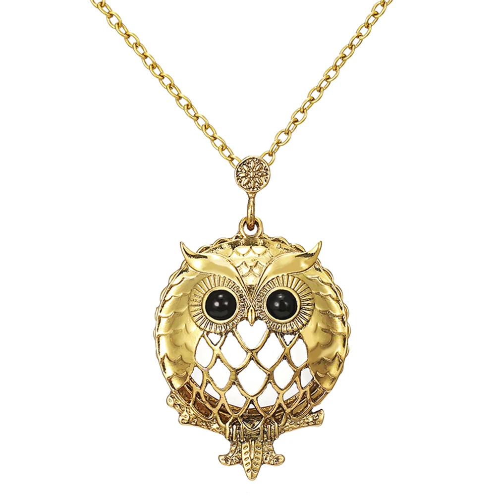 Antique Owl Pendant Necklace Magnifying Glass Animal Long Pendant ...